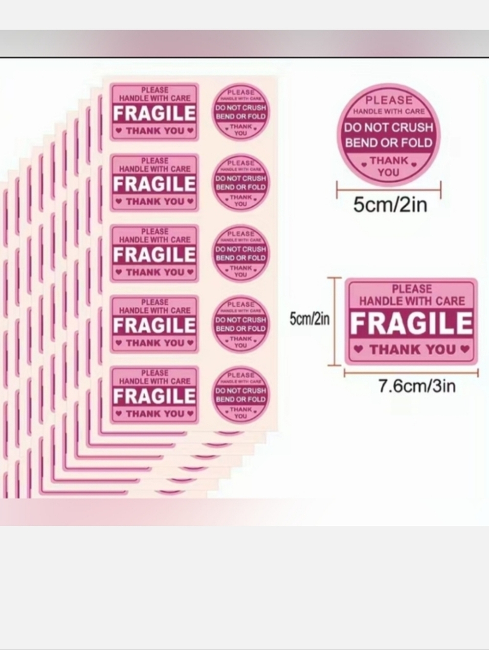 New 30 Handle with Care Fragile Thank You Shipping Stickers lot NWOT - Picture 4 of 4
